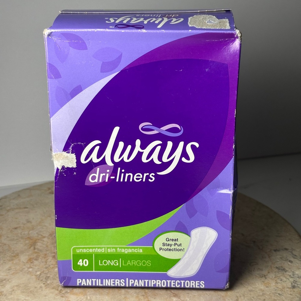 OPEN BOX Always Dri-Liners Pantiliners 38 Count Long Unscented Vintage 2007